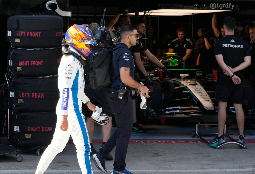 Williams driver Carlos Sainz reacts after qualifying P19 for the 2025 F1 Austrian Grand Prix