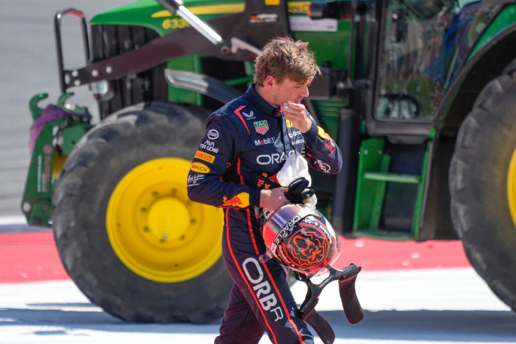 Red Bull driver Max Verstappen walking away from his car at the 2025 F1 Austrian Grand Prix