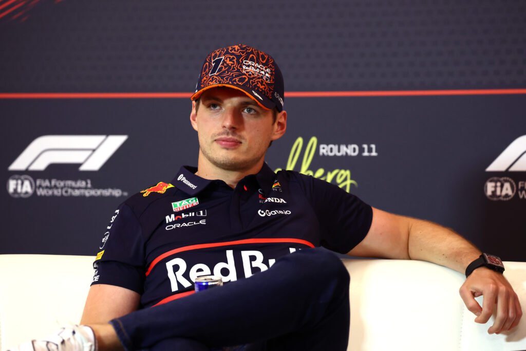Max Verstappen speaks to media at the 2025 Austrian GP.