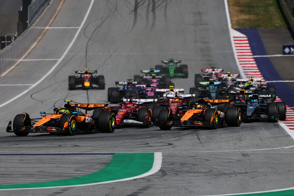 McLaren driver Lando Norris leading the 2025 F1 Austrian Grand Prix