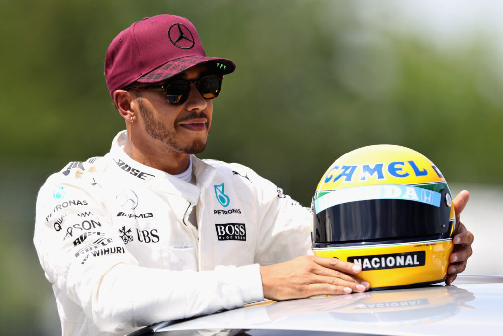 Lewis Hamilton gifted race-worn Ayrton Senna helmet after 2017 Canadian Grand Prix Qualifying.