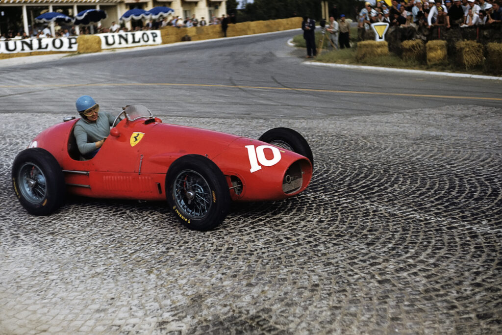 Ferrari driver Alberto Ascari competing at the 1953 F1 Grand Prix of France