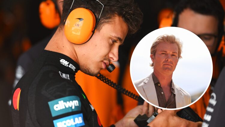 McLaren driver Lando Norris (left) at the Canadian Grand Prix, inset, Nico Rosberg