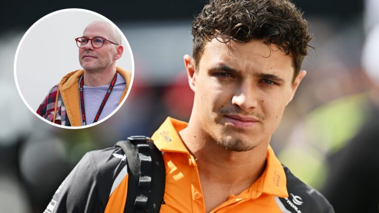 McLaren driver Lando Norris in the paddock at the 2025 Canadian Grand Prix, inset Jacques Villeneuve