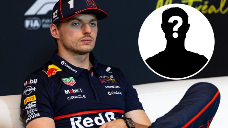 Msx Verstappen in the drivers' press conference for Red Bull at the 2025 Canadian Grand Prix, inset Mystery