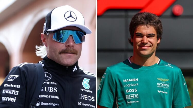 Mercedes reserve driver Valtteri Bottas (left) at the Spanish Grand Prix, Aston Martin driver Lance Stroll (right) in the F1 paddock