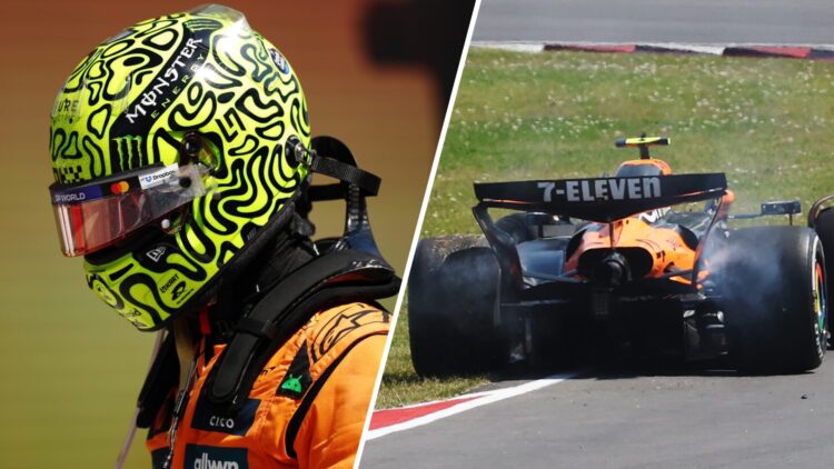 Lando Norris in the aftermath of his collision with Oscar Piastri in Canada.
