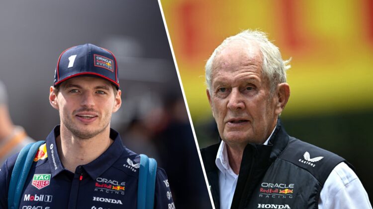 Max Verstappen and Helmut Marko of Red Bull Racing during the 2025 Formula 1 season