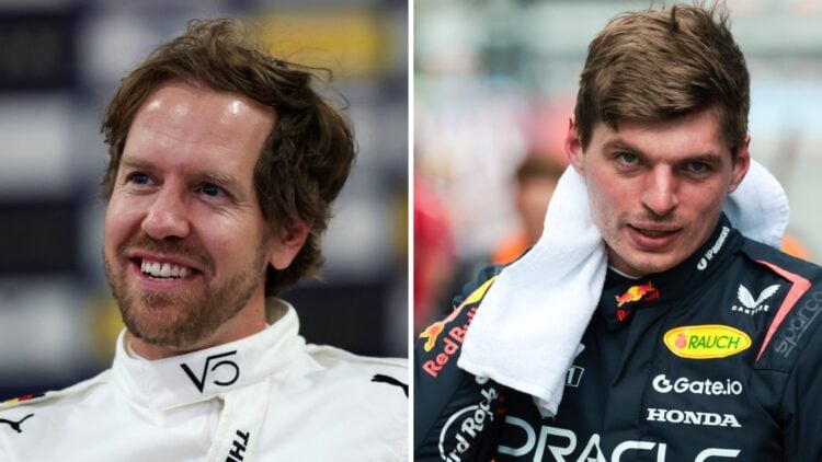 Max Verstappen of Red Bull Racing and Sebastian Vettel