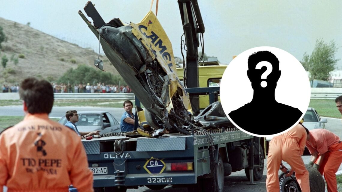 Martin Donnelly's destroyed Lotus at 1990 Spanish Grand Prix.