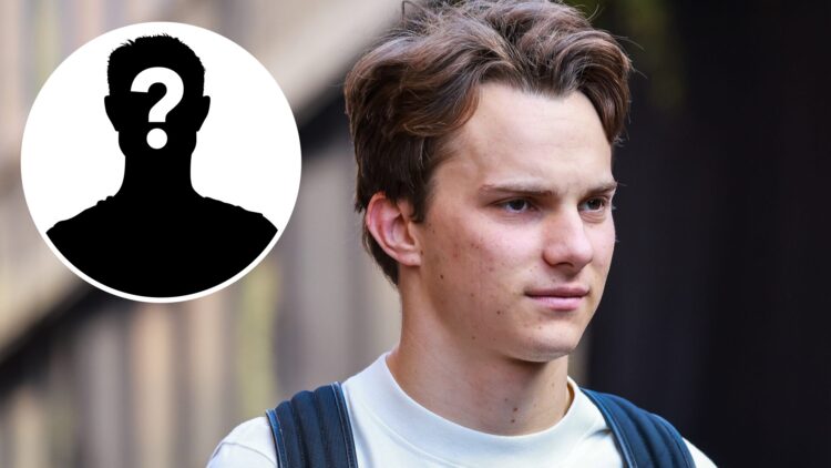 McLaren driver Oscar Piastri in the paddock at the 2025 Monaco Grand Prix, inset Mystery driver
