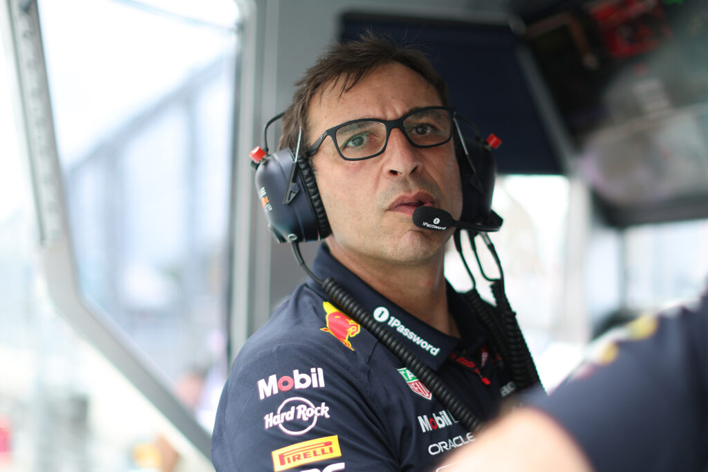 Red Bull Racing technical director Pierre Wache on the pit wall at the 2025 Formula 1 Miami Grand Prix