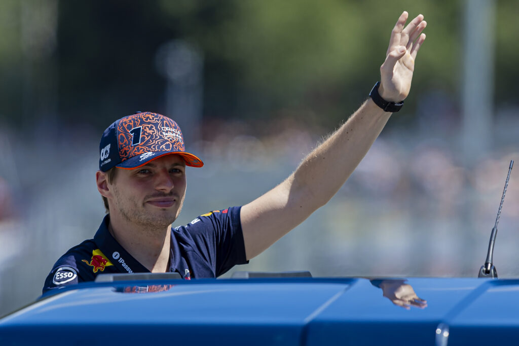 Max Verstappen of Red Bull waves to the crowd