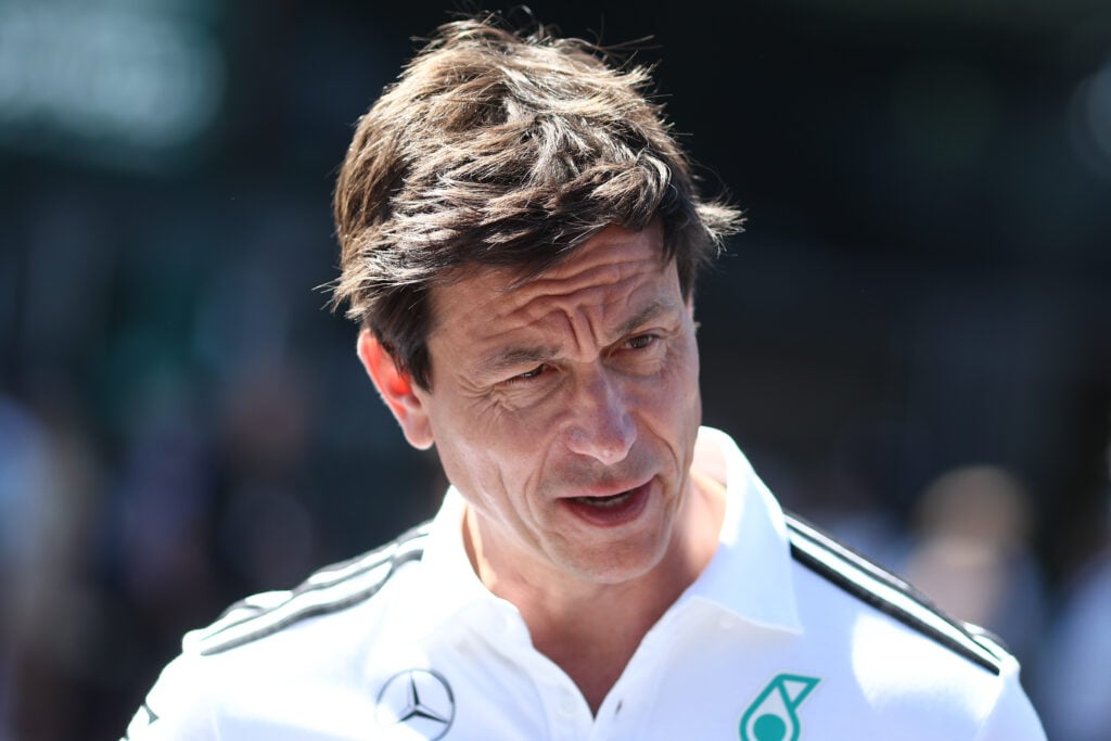 Mercedes F1 CEO and team principal Toto Wolff in the 2025 Austrian Grand Prix paddock