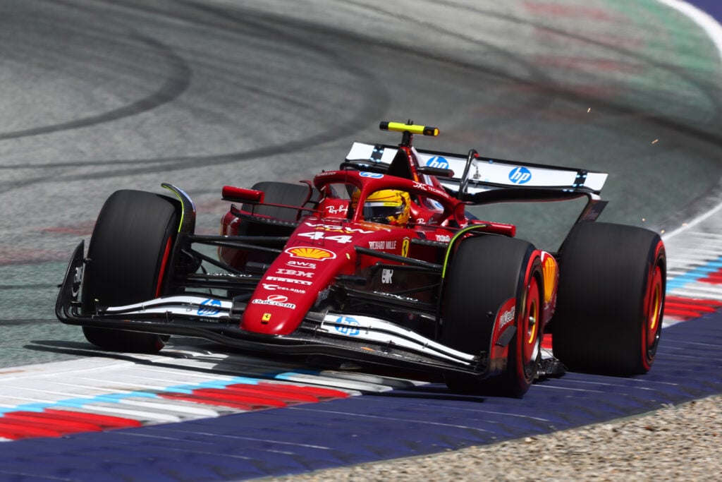 Lewis Hamilton driving his SF-25 at the 2025 Austrian Grand Prix