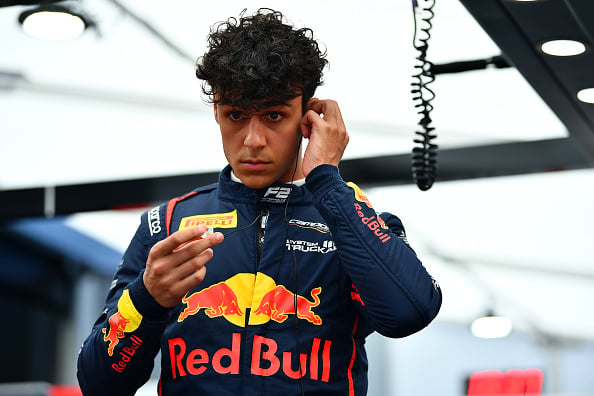 Arvid Lindblad of the Red Bull academy prepares for an F2 race