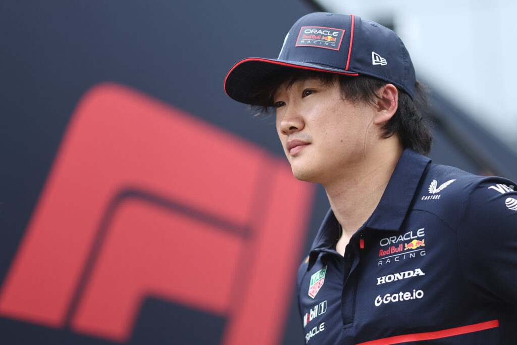 Red Bull driver Yuki Tsunoda in the 2025 F1 British Grand Prix paddock before qualifying