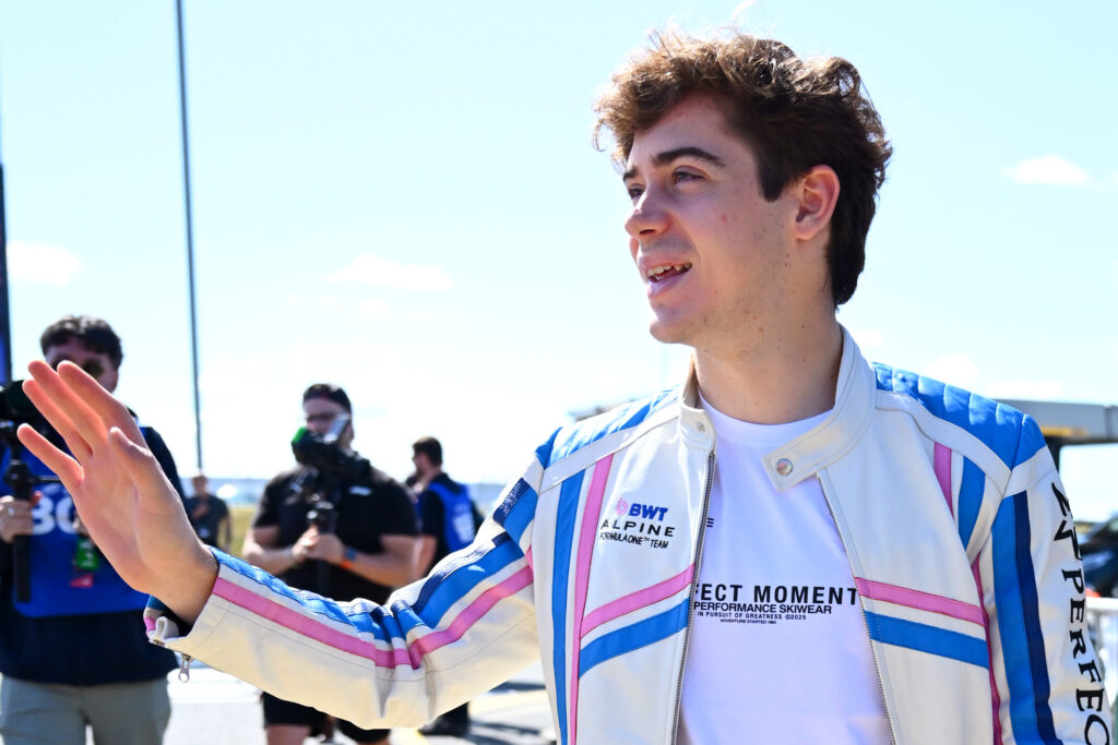 Franco Colapinto of Alpine arrives in the F1 paddock