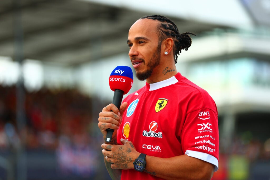 Lewis Hamilton of Ferrari speaks in an interview
