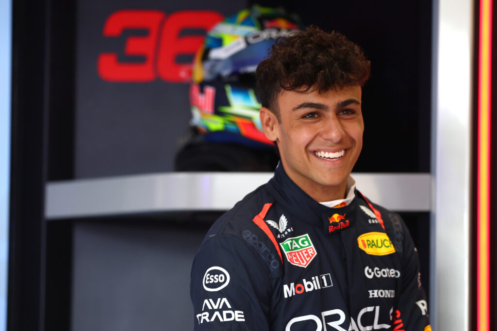 Arvid Lindblad in the Red Bull garage at the 2025 British Grand Prix