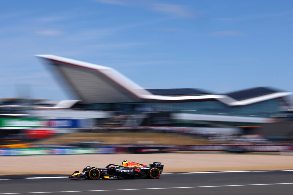 Arvid Lindblad driving the RB21 during FP1 at the 2025 British Grand Prix