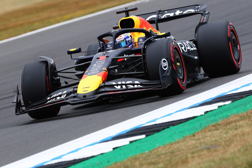 Max Verstappen of Red Bull during practice at the 2025 British Grand Prix