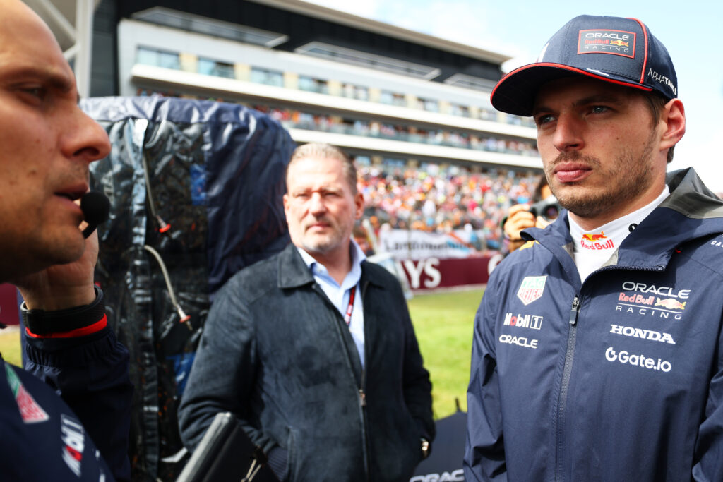 Max Verstappen of Red Bull on the grid before the 2025 British Grand Prix
