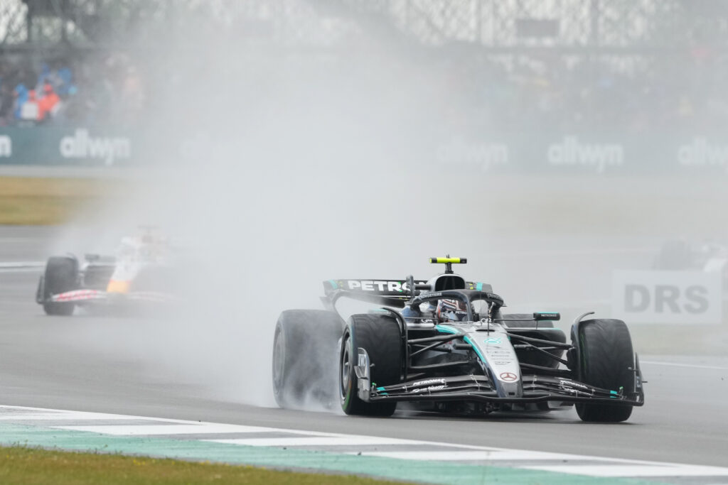 Mercedes driver Andrea Kimi Antonelli on track during the 2025 F1 British Grand Prix at Silverstone