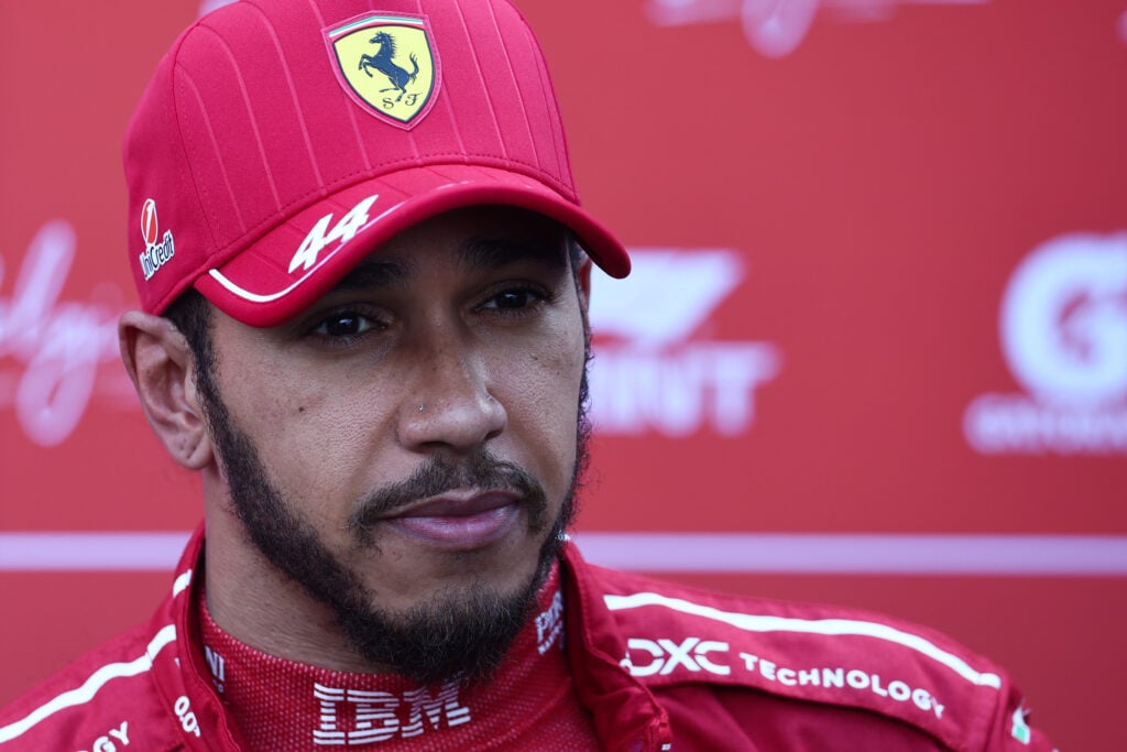Lewis Hamilton of Ferrari speaks in an interview