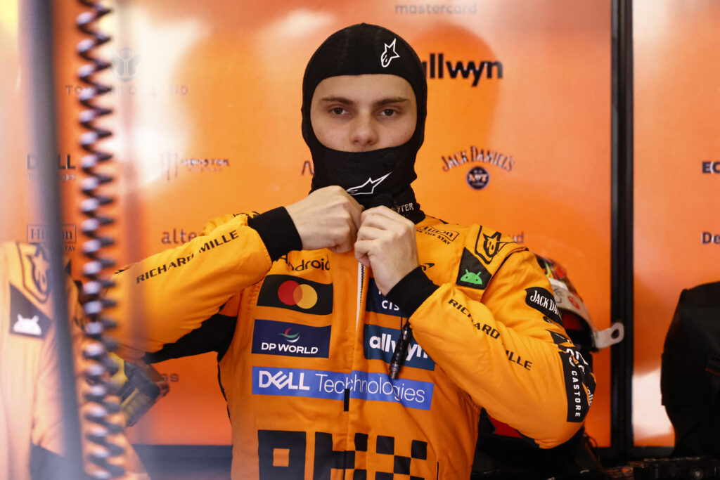 Oscar Piastri of McLaren in the garage at the 2025 Belgian Grand Prix