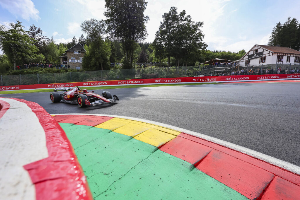 Ferrari driver Lewis Hamilton on track during the 2025 F1 Belgian Grand Prix