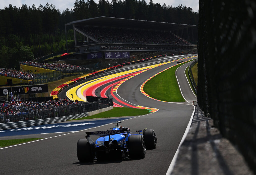 Williams driver Alex Albon on track during practice for the 2025 F1 Belgian Grand Prix