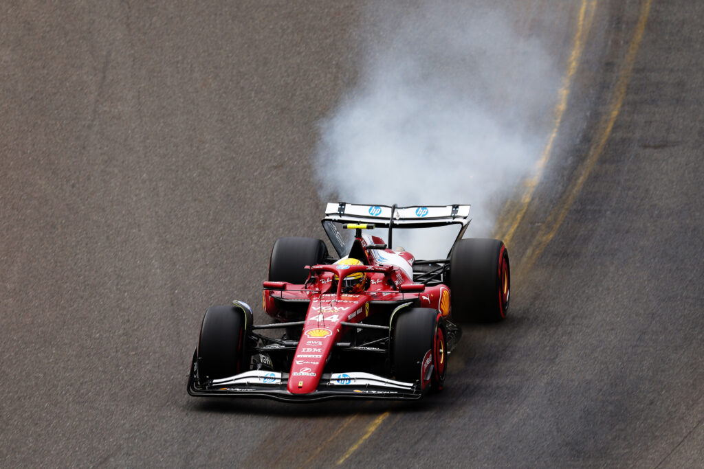 Lewis Hamilton locking up during qualifying of the Belgian Grand Prix