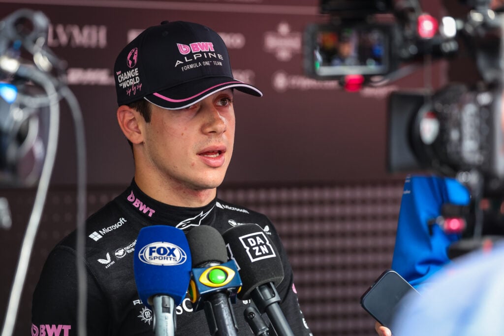 Alpine driver Franco Colapinto speaking to the press at the 2025 Formula 1 Belgian Grand Prix