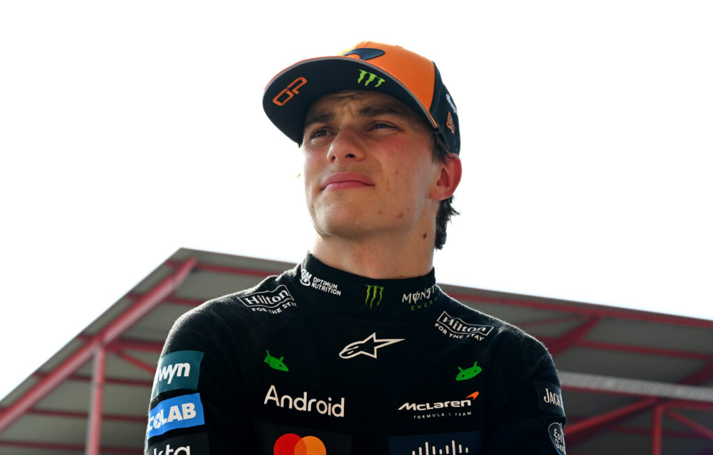 McLaren driver Oscar Piastri reacts after qualifying P2 for the 2025 F1 Belgian Grand Prix