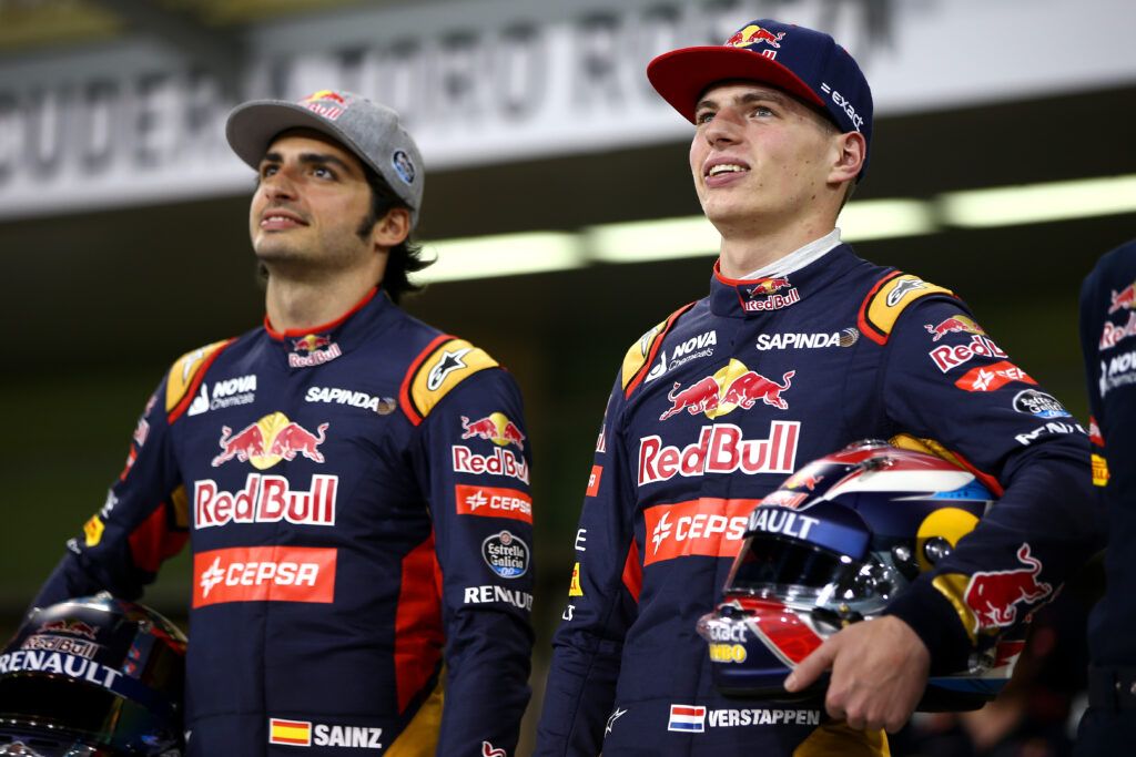Carlos Sainz and Max Verstappen as Toro Rosso teammates during the 2015 Formula 1 season