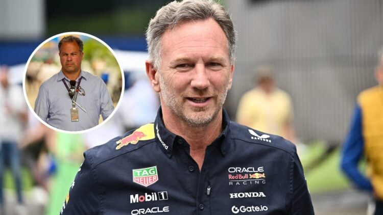 Red Bull Racing team principal Christian Horner in the paddock at the 2025 F1 Austrian Grand Prix, inset, Ted Kravitz