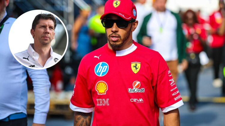 Lewis Hamilton of Ferrari at the 2025 Austrian Grand Prix and James Vowles of Williams Racing