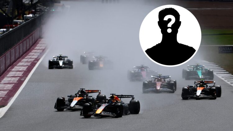 The start of the 2025 Formula 1 British Grand Prix led by Red Bull Racing driver Max Verstappen