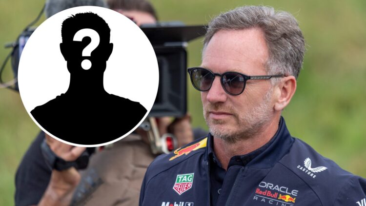 Red Bull Racing team principal Christian Horner at the 2025 Formula 1 Austrian Grand Prix, inset Mystery