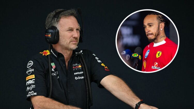 Red Bull team principal Christian Horner stands over the pit lane at the 2025 Monaco Grand Prix