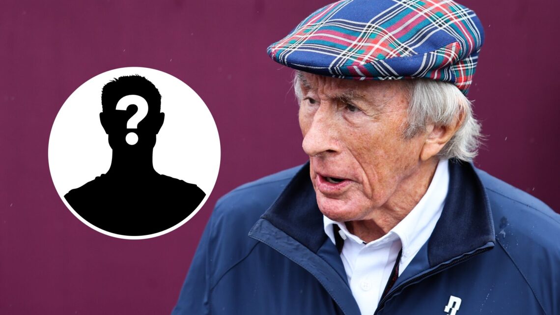 Jackie Stewart attending the 2025 Formula 1 British Grand Prix, inset, mystery person