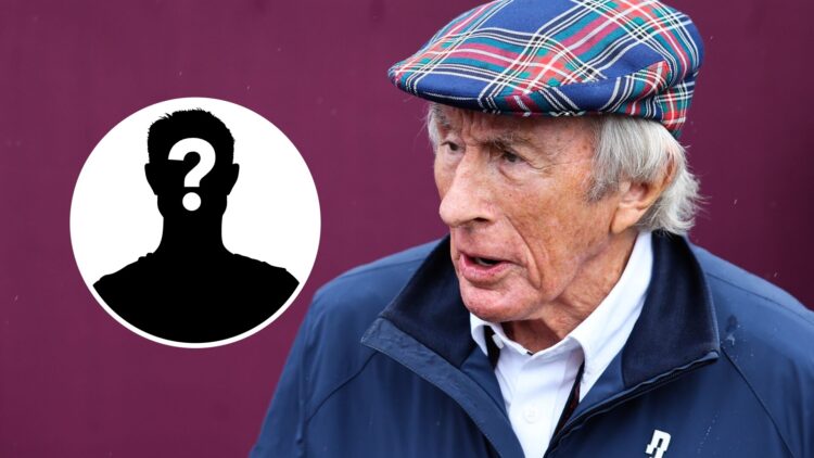 Jackie Stewart attending the 2025 Formula 1 British Grand Prix, inset, mystery person