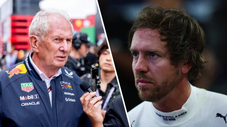 Helmut Marko of Red Bull Racing and Sebastian Vettel