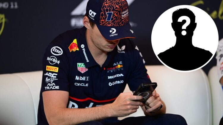 Red Bull driver Max Verstappen during media day at the 2025 Austrian Grand Prix, inset Mystery