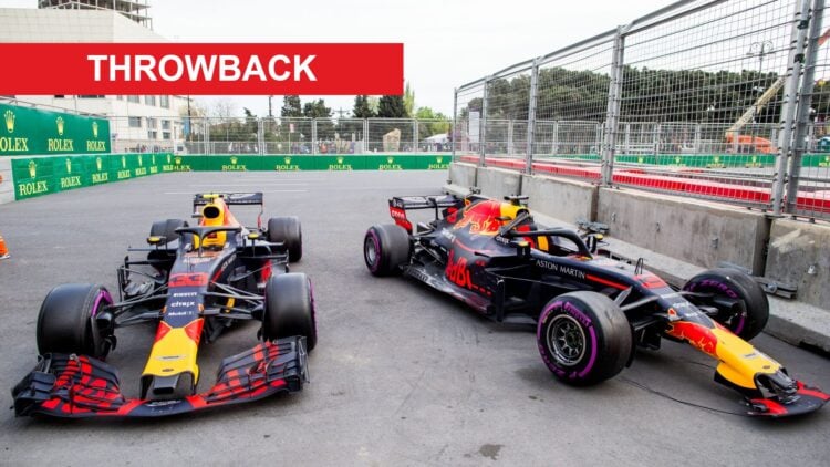 Max Verstappen and Daniel Ricciardo of Red Bull at the 2018 Azerbaijan Grand Prix