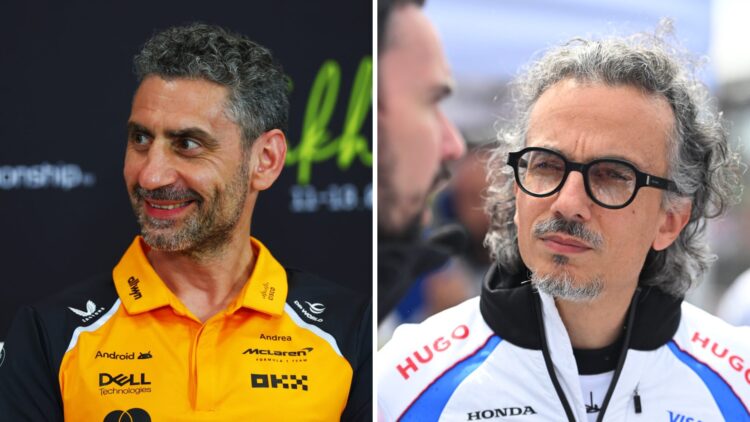McLaren team principal Andrea Stella (left), Racing Bulls team principal Laurent Mekies (right)