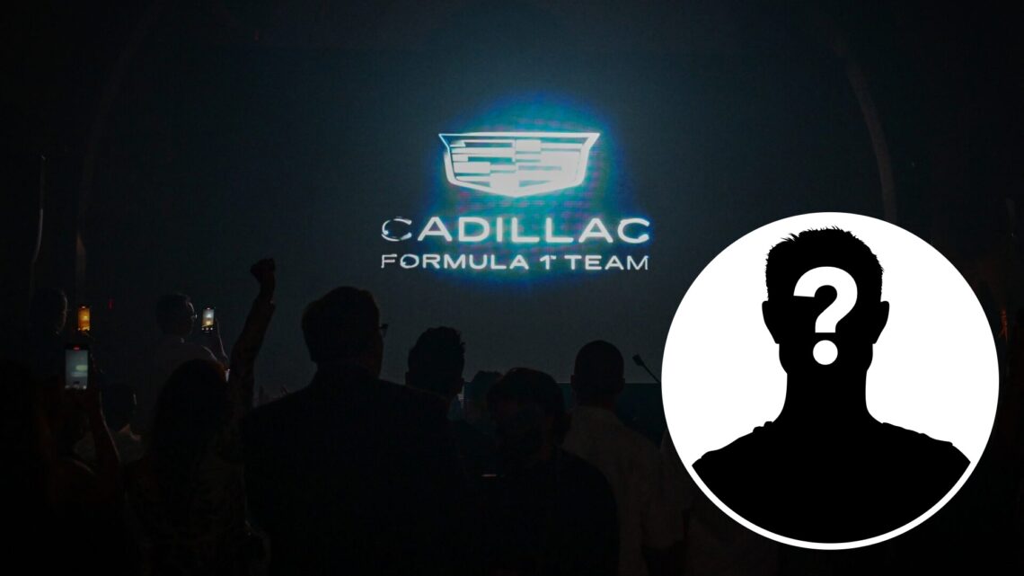 The Cadillac launch event for 2026 at the 2025 Miami Grand Prix, inset Mystery driver