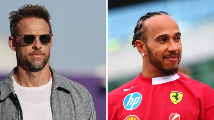 Jenson Button (left) at the Qatar Grand Prix, Ferrari driver Lewis Hamilton (right) at the British Grand Prix
