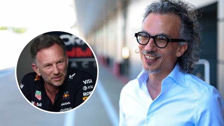 Team principal of Red Bull Racing Laurent Mekies and Christian Horner